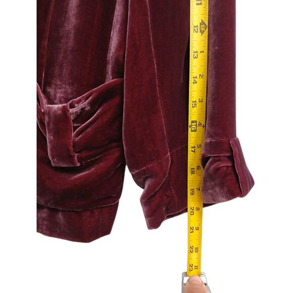 Spencer Jeremy Silk Velvet Blazer Sz M Burgundy Whimsi Holiday Party Elegant Vtg - Picture 12 of 15